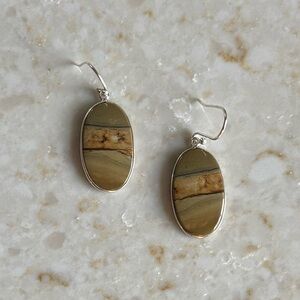 NWOT Sundance Desert Lines Earrings, Picture Jasper, Sterling Silver